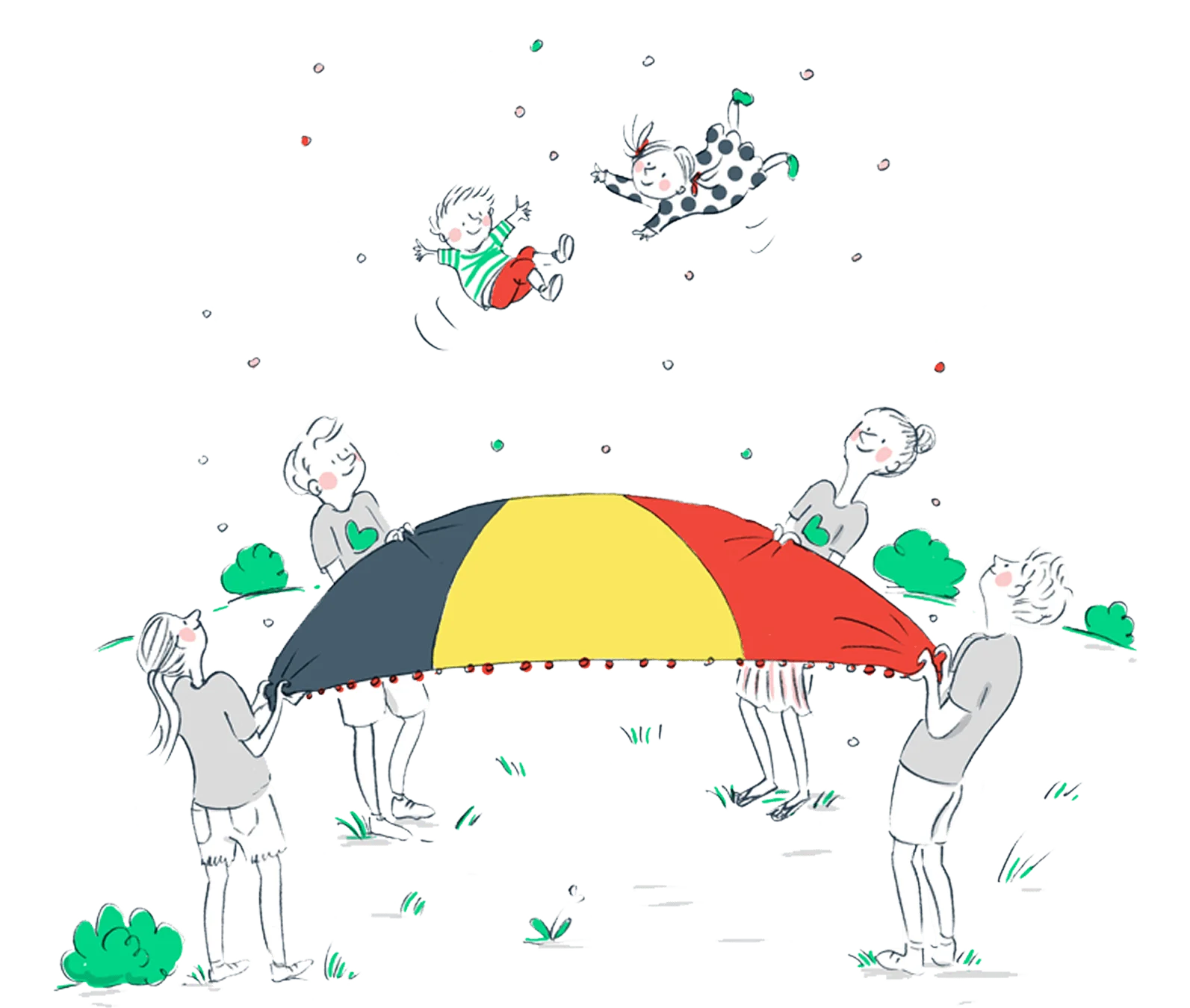 Disegno di persone che celebrano la festa nazionale belga